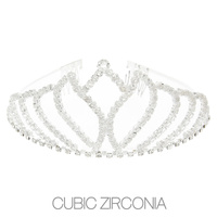 PETAL CZ CROWN TIARA WITH COMB